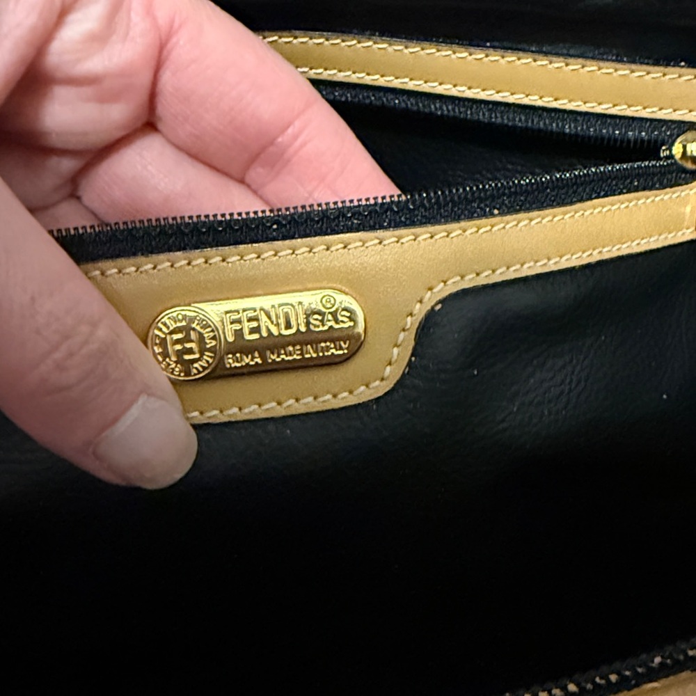 Authentic FENDI Vintage Pequin Stripe Brown and Tan Women's Tote and Wallet Set - Picture 10 of 17